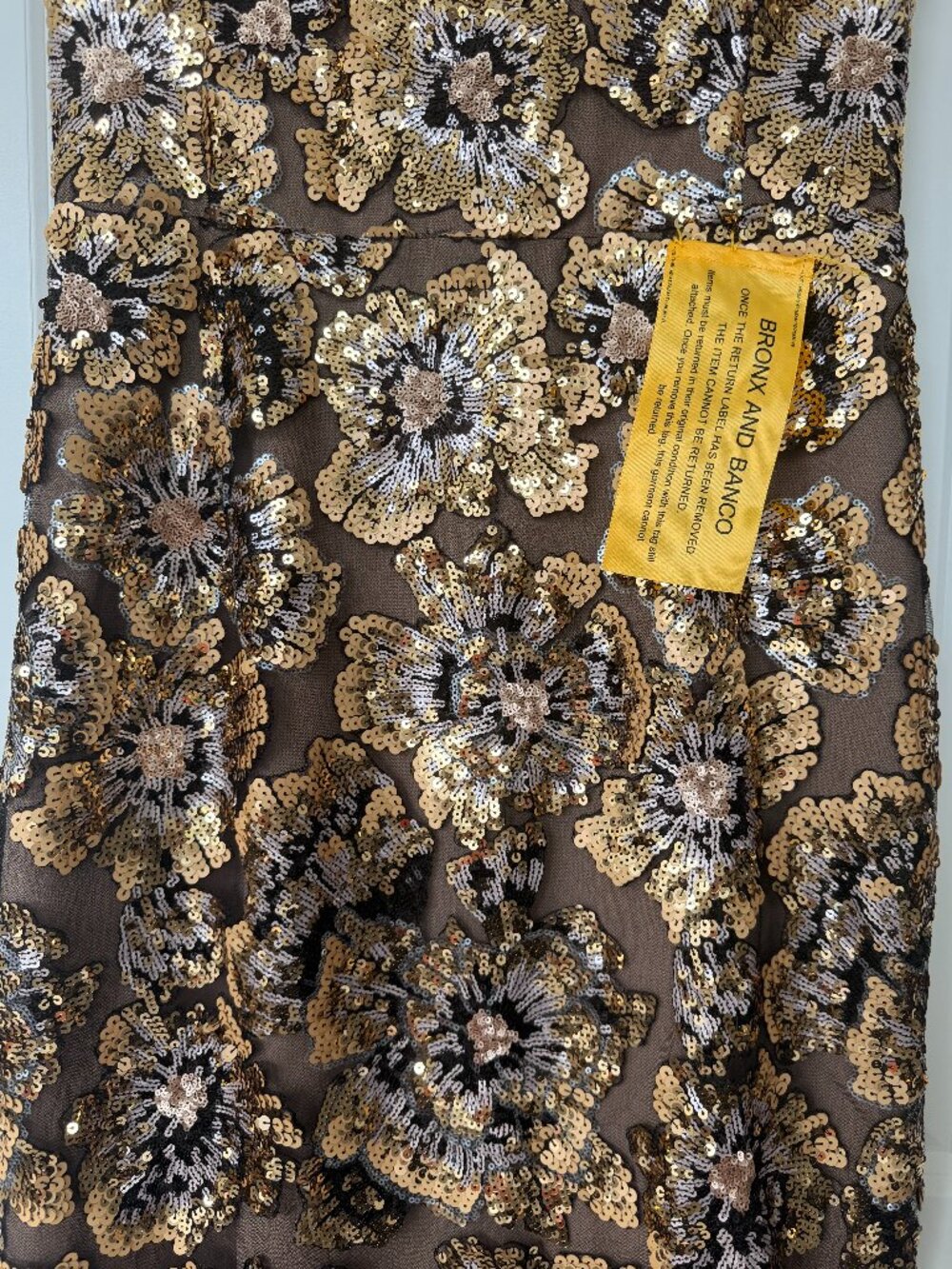 BRAND NEW NEVER USED- Bronx and Banco, Allegra Sequin Gold Multi Gown - Size 10 - Picture 7 of 8